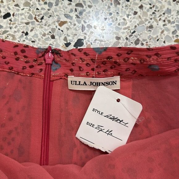 NWT Ulla Johnson monet geo print red gold mini ruffle skirt 4 - Picture 2 of 4